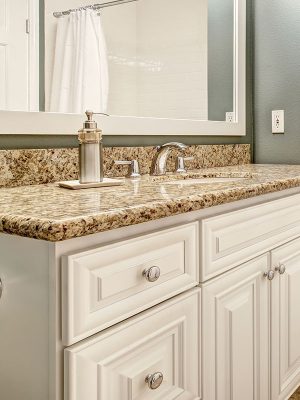 bathroom, vanity, vanities, counter, countertops, granite, sink, plumbing, fixture, bowl, white, cabinet, cabinetry, custom, bullnose, finished, hardware, residential, residence, house, home, interior, building, build, materials, outlet, construction, renovation, renovate, new